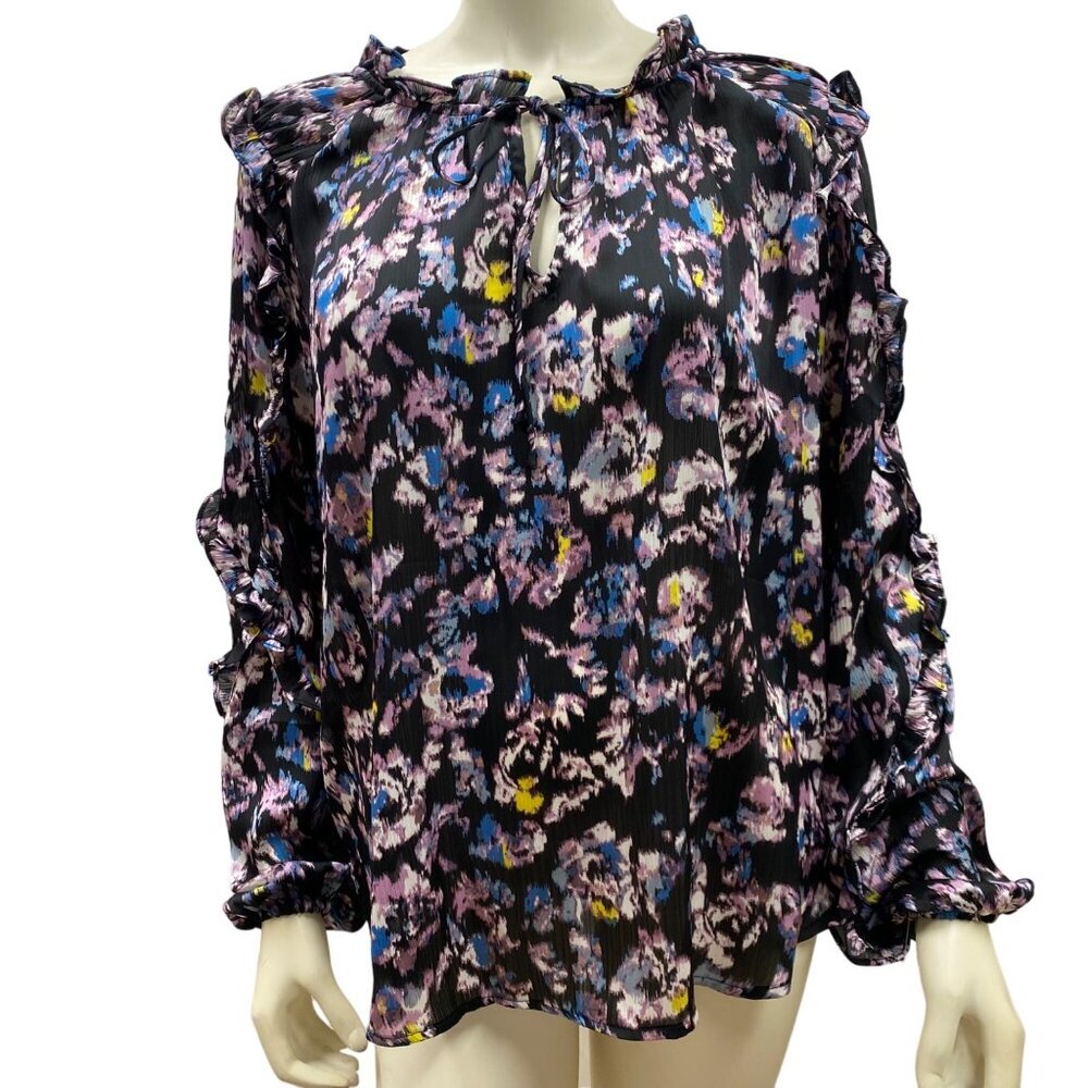 OPHELIA ROE LONG SLEEVE RUFFLE NECK & SLEEVE L NWT
